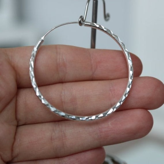 925 Silver Hoop Earrings - 5cm diameter