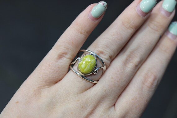Iona Marble | Scottish Green Marble Ring | 925 Sterling Silver