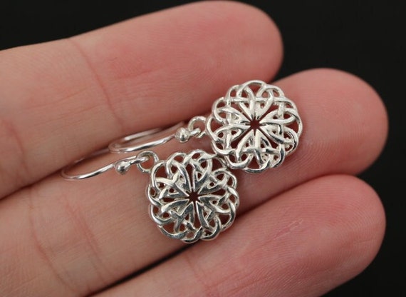 925 Silver Celtic Design Drop Earrings