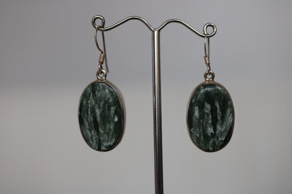 925 Silver Drop Earrings with Seraphinite