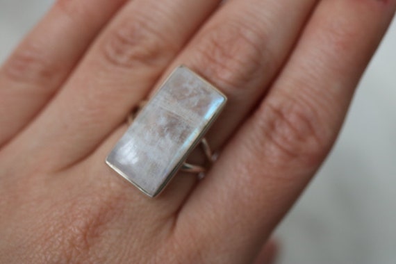 Rainbow Moonstone Ring |  925 Sterling Silver