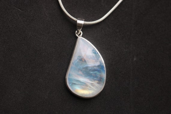 Rainbow Moonstone Sterling Silver Pendant