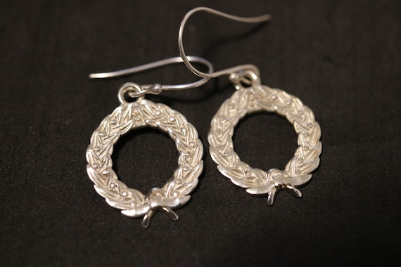 Christmas Wreath Sterling Silver Earrings