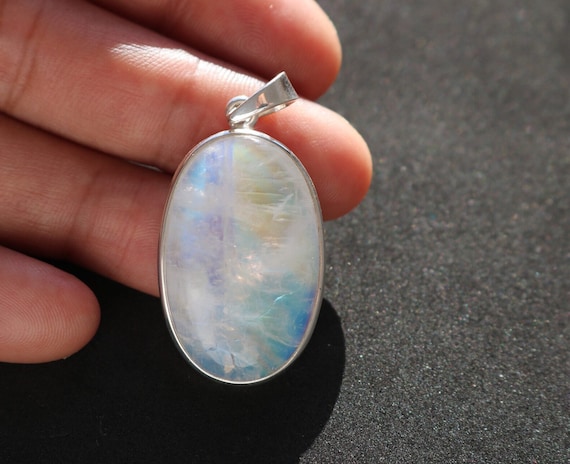 Rainbow Moonstone Pendant | 925 Sterling Silver