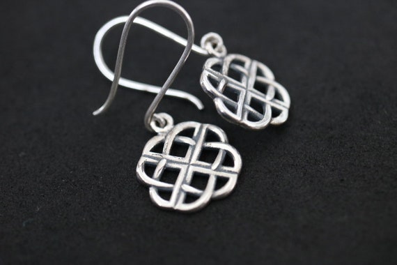 925 Silver Celtic Design Drop Earrings