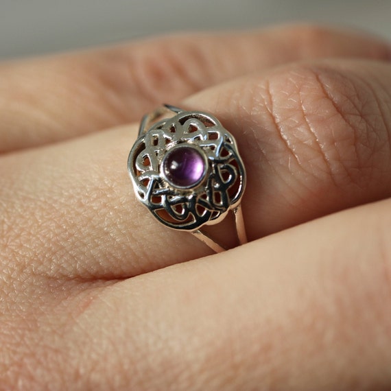 Amethyst Celtic Design Ring | 925 Sterling Silver