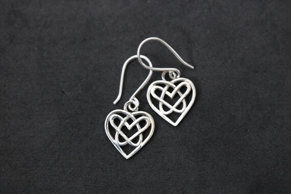 925 Silver Heart Design Eternal  Knot Earrings