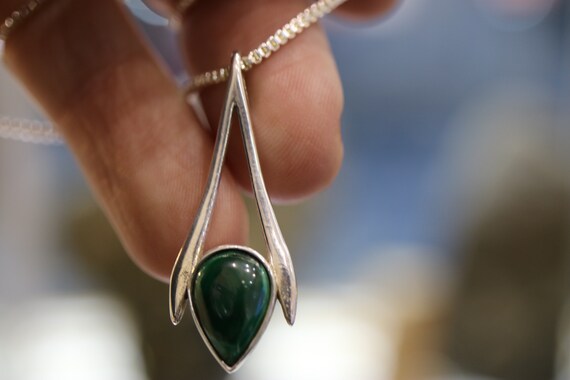 Sterling Silver Malachite Pendant
