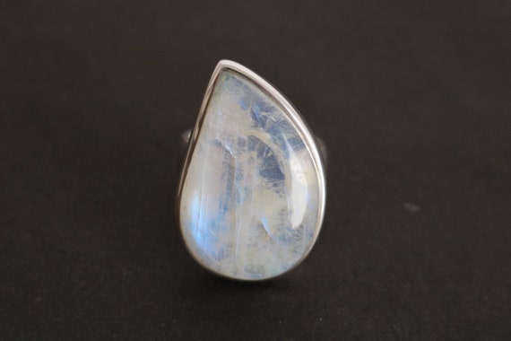 Rainbow Moonstone Ring 925 Sterling Silver Size US 7  | UK  O | we will adjust any size free of cost