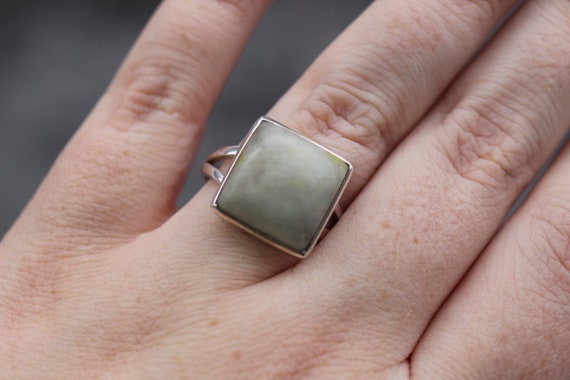 Iona Marble | Scottish Green Marble Ring | 925 Sterling Silver