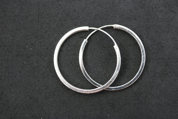925 Silver Hoop Earrings - 2.5 cm diameter
