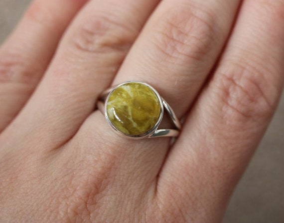 Iona Marble | Scottish Green Marble Ring | 925 Sterling Silver