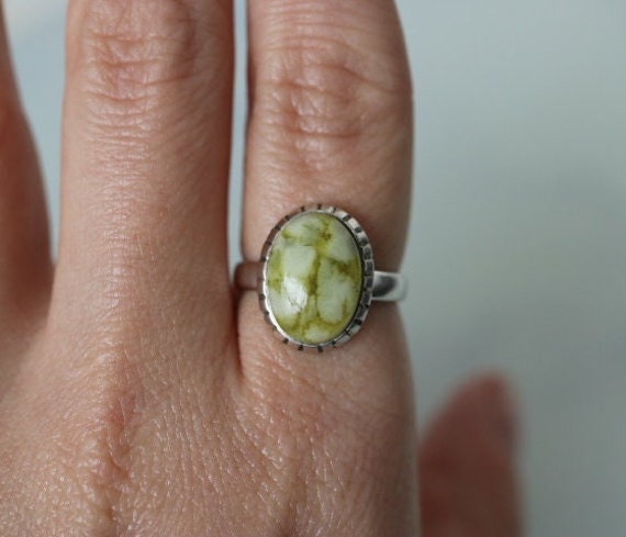 Iona Marble | Scottish Green Marble Ring | 925 Sterling Silver