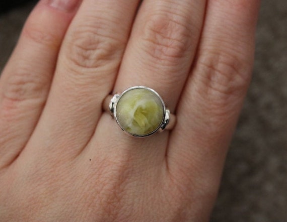 Iona Marble | Scottish Green Marble Ring | 925 Sterling Silver