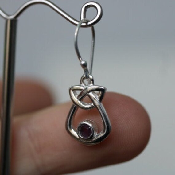 Celtic Design Amethyst Earrings | 925 Sterling Silver