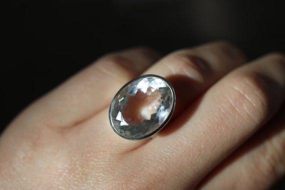 Clear  Quartz Adjustable Ring | 925 Sterling Silver