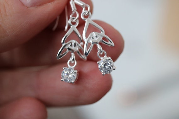 Celtic Knot Earrings with Zircon | 925 Sterling Silver