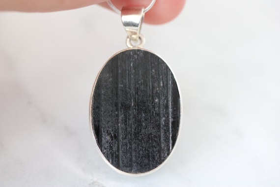Black Tourmaline Sterling Silver Pendant
