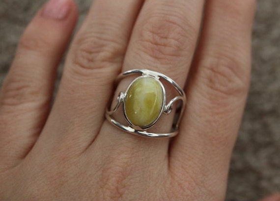 Iona Marble | Scottish Green Marble Ring | 925 Sterling Silver