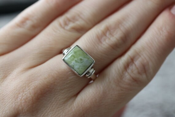Iona Marble | Scottish Green Marble Ring | 925 Sterling Silver