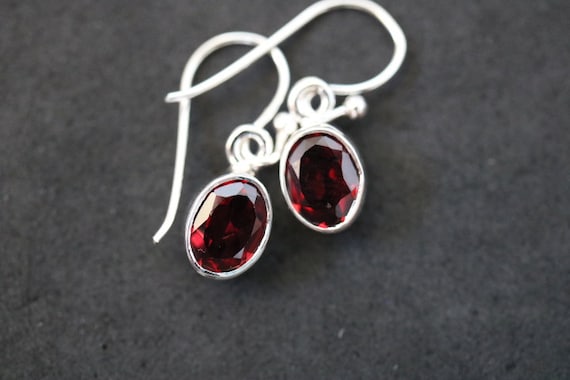 Garnet Earrings | 925 Sterling Silver