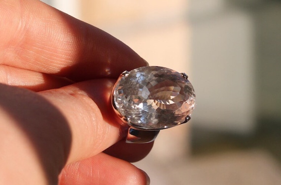 Clear  Quartz Adjustable Ring | 925 Sterling Silver