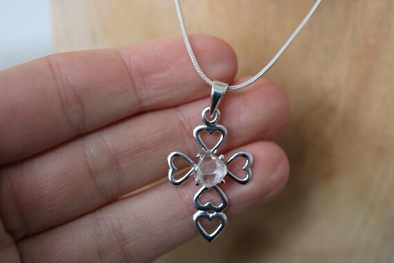 Celtic Cross Pendant with Clear Quartz | 925 Sterling Silver