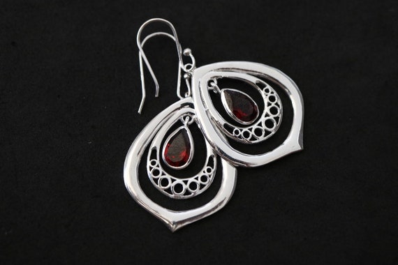 Garnet Earrings | 925 Sterling Silver