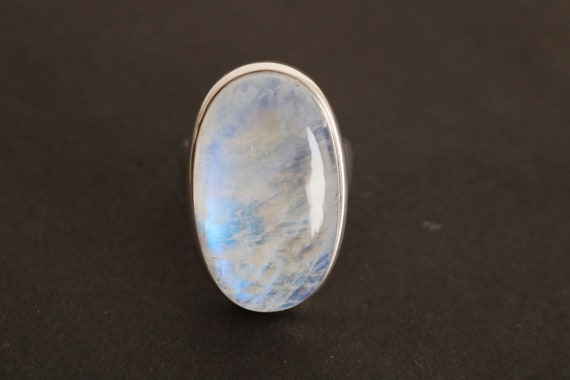 Rainbow Moonstone Ring 925 Sterling Silver Size US 7  | UK  O Adjust any size free of cost