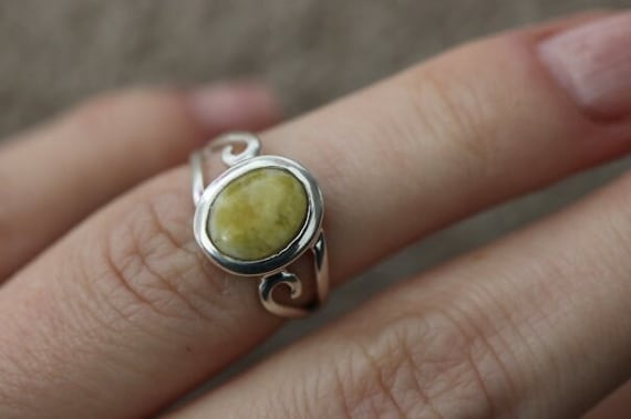 Iona Marble | Scottish Green Marble Ring | 925 Sterling Silver
