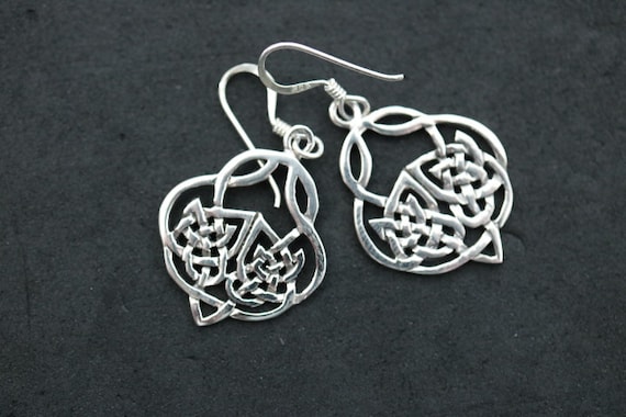 Viking  Celtic Design 925 Silver Drop Earrings