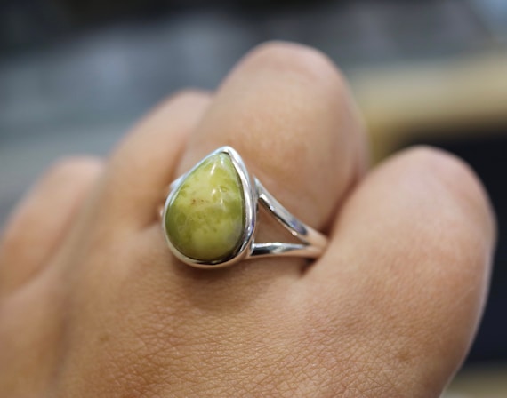 Iona Marble | Scottish Green Marble Ring | 925 Sterling Silver