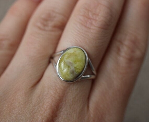 Iona Marble | Scottish Green Marble Ring | 925 Sterling Silver