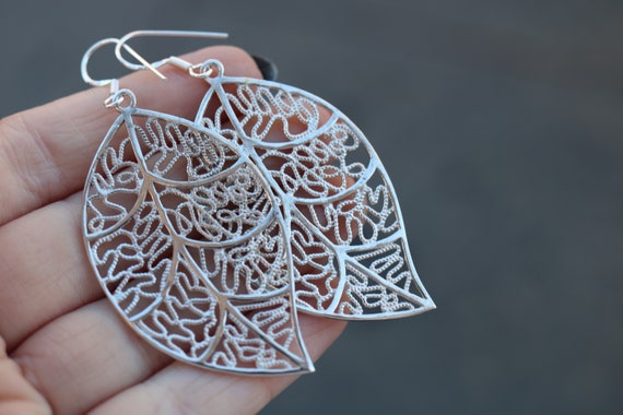 Leaf Earrings| Sterling Silver| Chunky Earrings| Scotland| Edinburgh| Handmade