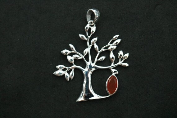 Tree of Life Pendant with Carnelian | 925 Sterling Silver