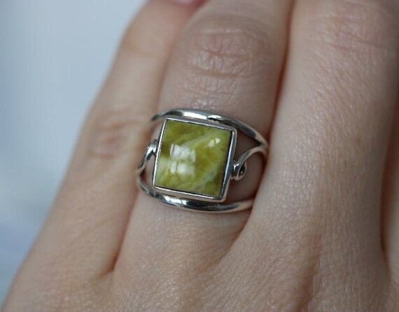 Iona Marble | Scottish Green Marble Ring | 925 Sterling Silver