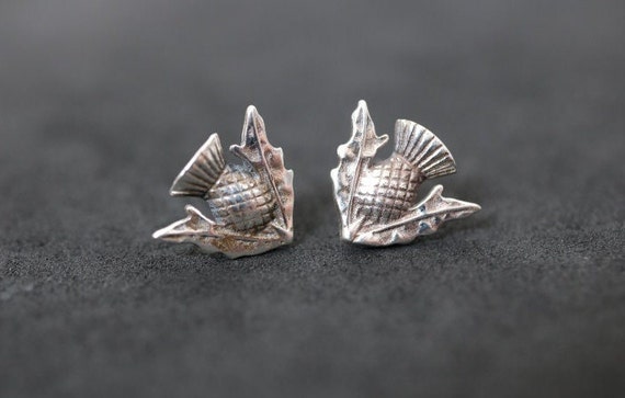 Scottish Thistle Stud Earrings | 925 Sterling Silver