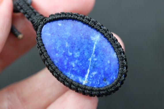 Lapis Lazuli Macrame Wrapped Pendant