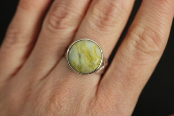 Iona Marble | Scottish Green Marble Ring | 925 Sterling Silver