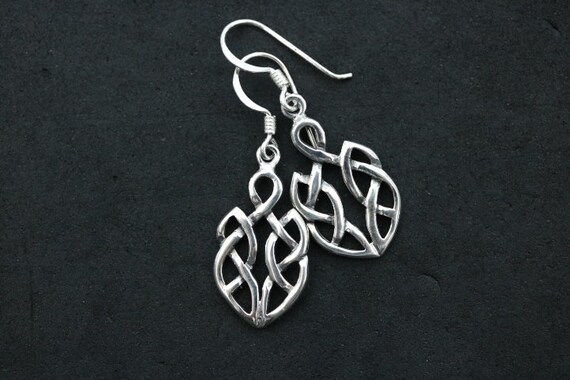 925 Silver Viking Design Celtic Knot Drop Earrings