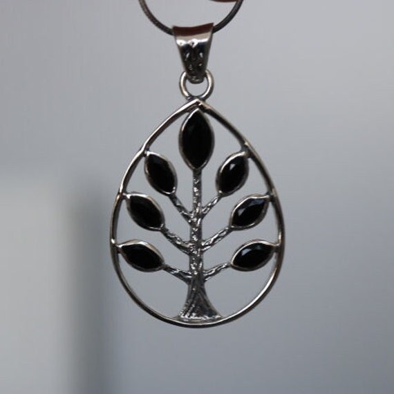 Tree of Life Pendant with Black Onyx | 925 Sterling Silver