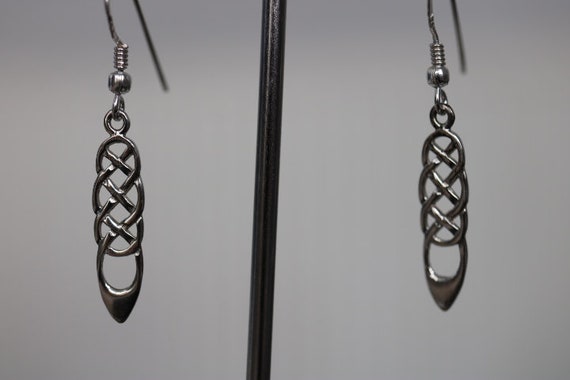 925 Silver Celtic Design Drop  Earrings