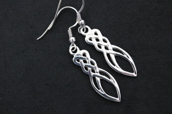 925 Silver Viking Design Celtic Knot Drop Earrings