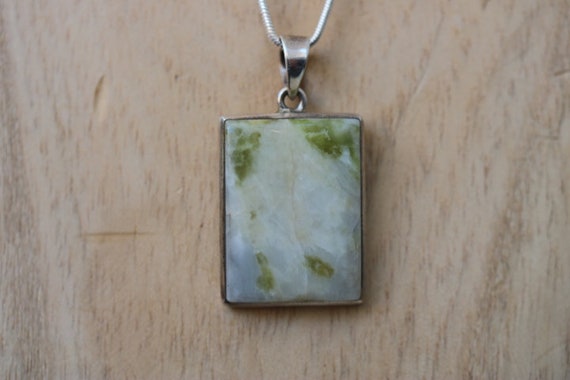 Iona Marble| Scottish Green Marble Pendant | 925 Sterling Silver