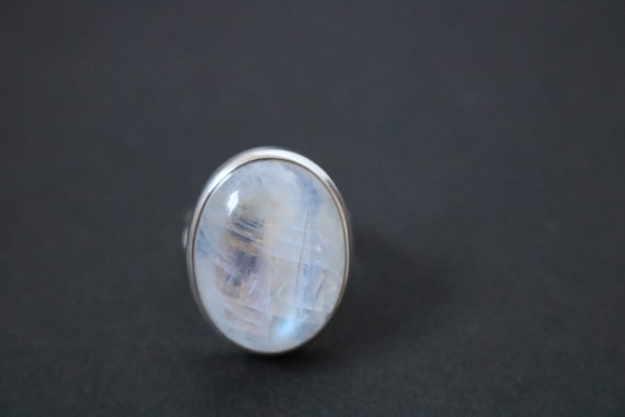 Rainbow Moonstone Ring 925 Sterling Silver Size US 6 | UK  M Adjust any size free of cost