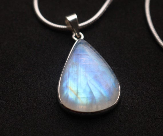 Rainbow Moonstone Sterling Silver Pendant