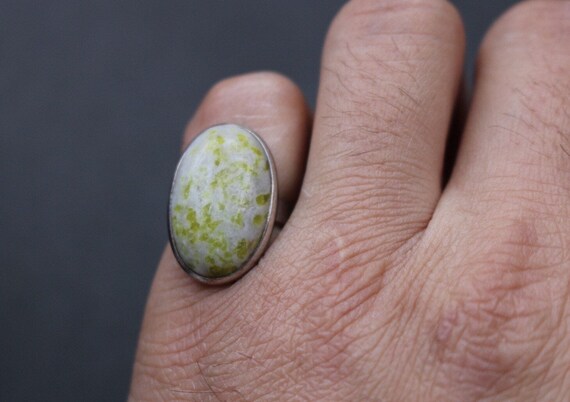 Iona Marble | Scottish Green Marble Ring | 925 Sterling Silver