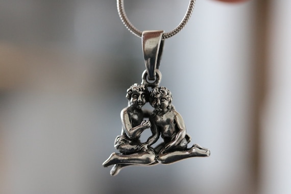 Gemini Zodiac Sign Sterling Silver Pendant
