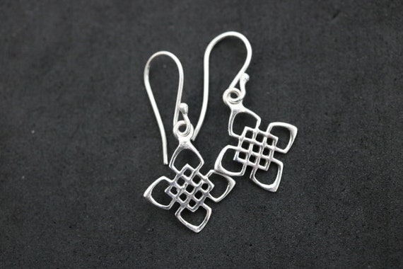 925 Silver Celtic Design Drop Earrings