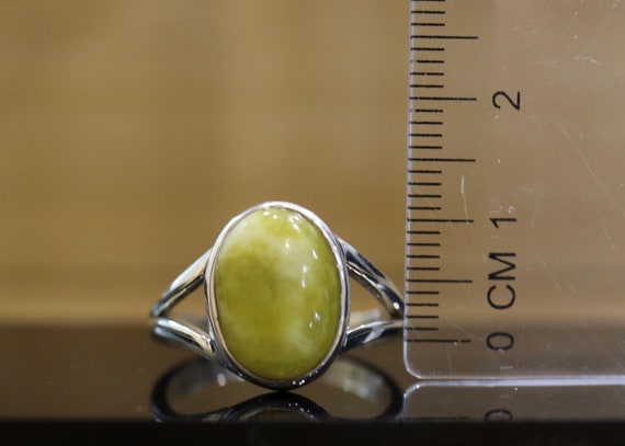 Vintage Silver Marble Stone Ring 925